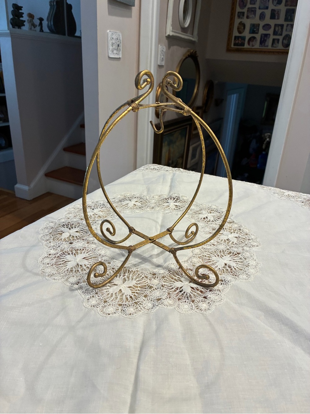 Vintage Pier One Ornate Gold Metal Ornament Holder Stand